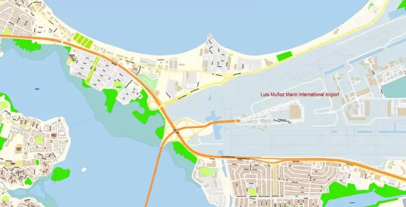 San Juan Metro Area PDF Map Vector Exact City Plan Puerto Rico detailed Street Map editable Adobe PDF in layers