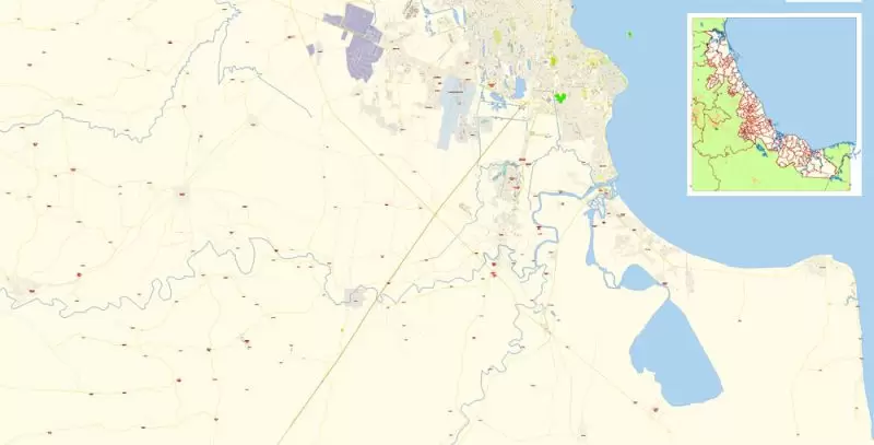 Veracruz Map Vector Exact City Plan Mexico detailed Street Map editable Adobe Illustrator in layers