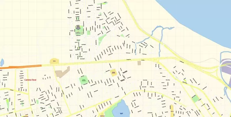 Veracruz Map Vector Exact City Plan Mexico detailed Street Map editable Adobe Illustrator in layers