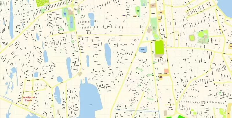 Veracruz Map Vector Exact City Plan Mexico detailed Street Map editable Adobe Illustrator in layers