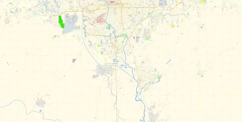 Wichita PDF Map Vector Exact City Plan Kansas US detailed Street Map editable Adobe PDF in layers