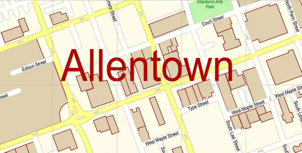Urban plan Allentown Easton Pennsylvania PDF: Digital Cartography