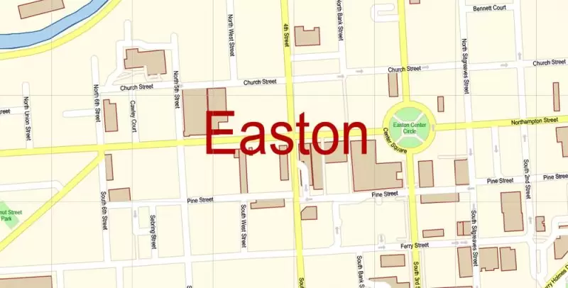 Allentown and Easton Pennsylvania Map Vector Exact City Plan detailed Street Map editable Adobe Illustrator in layers