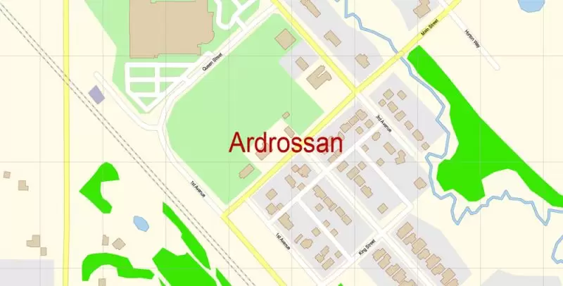 Ardrossan Alberta Map Vector Exact City Plan detailed Street Map editable Adobe Illustrator in layers