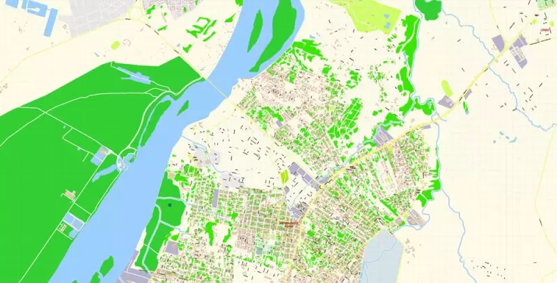 Asuncion Paraguay Map Vector Exact City Plan detailed Street Map editable Adobe Illustrator in layers