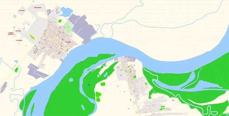 Asuncion Paraguay Map Vector Exact City Plan detailed Street Map editable Adobe Illustrator in layers
