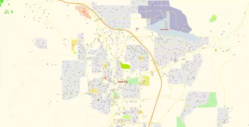 Carson City Nevada Map Vector Exact City Plan detailed Street Map editable Adobe Illustrator in layers