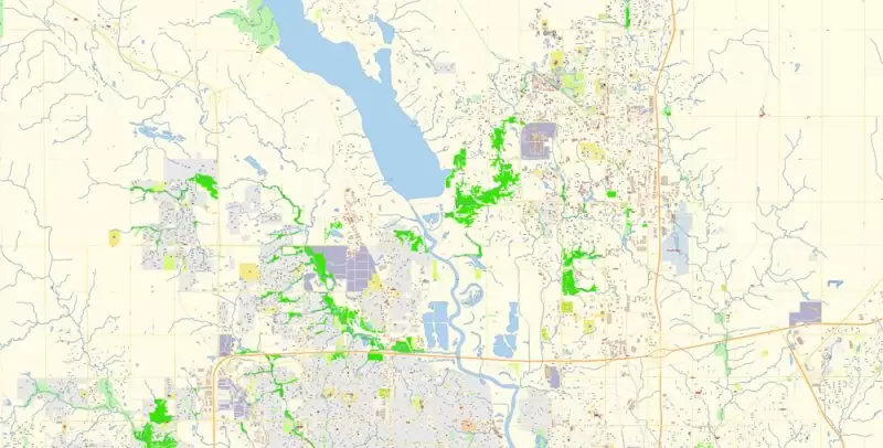 Des Moines Iowa Map Vector Exact City Plan detailed Street Map editable Adobe Illustrator in layers