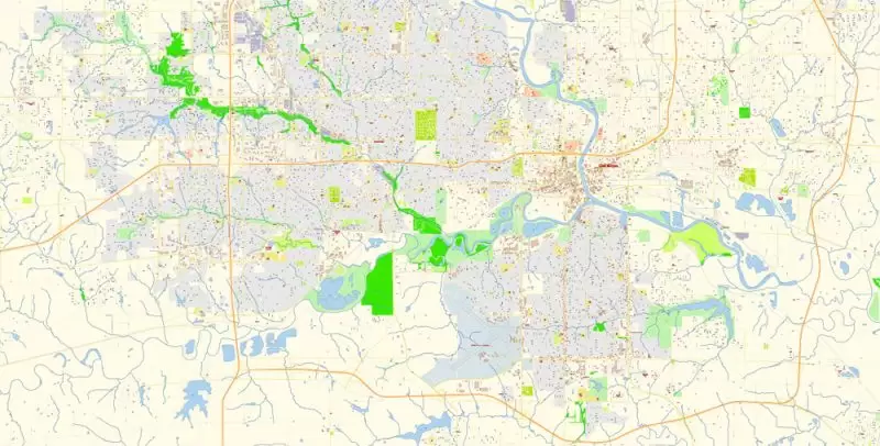 Des Moines Iowa Map Vector Exact City Plan detailed Street Map editable Adobe Illustrator in layers