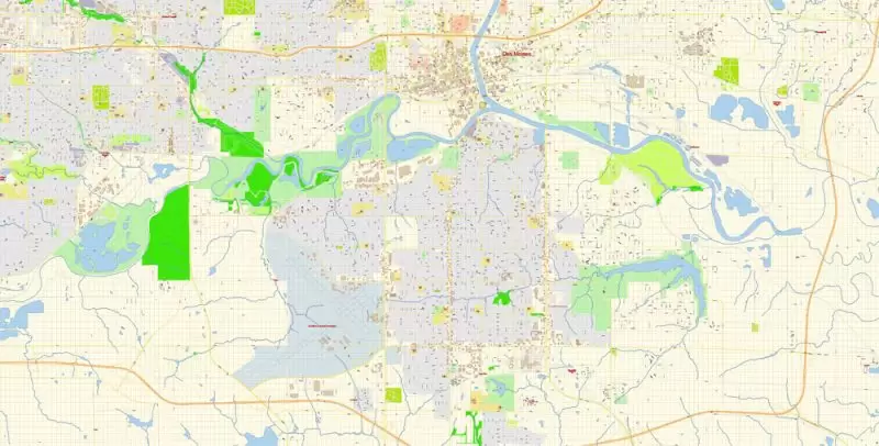 Des Moines Iowa Map Vector Exact City Plan detailed Street Map editable Adobe Illustrator in layers