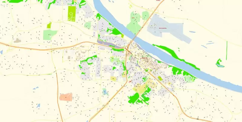 Jefferson City Missouri Map Vector Exact City Plan detailed Street Map editable Adobe Illustrator in layers