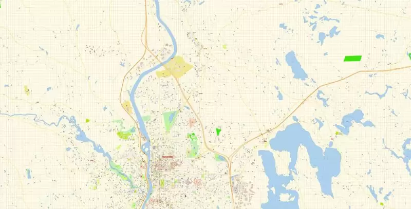 Manchester New Hampshire Map Vector Exact City Plan detailed Street Map editable Adobe Illustrator in layers
