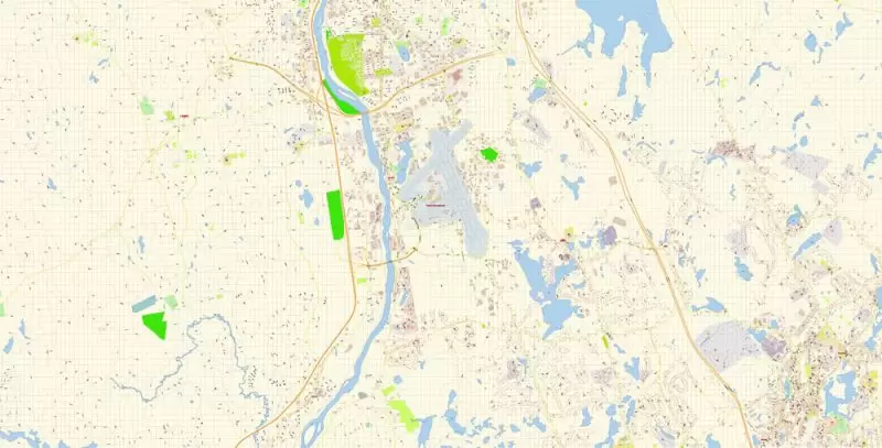 Manchester New Hampshire Map Vector Exact City Plan detailed Street Map editable Adobe Illustrator in layers