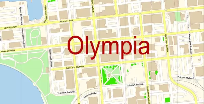 Olympia Washington US PDF Map Vector Exact City Plan detailed Street Map Adobe PDF in layers