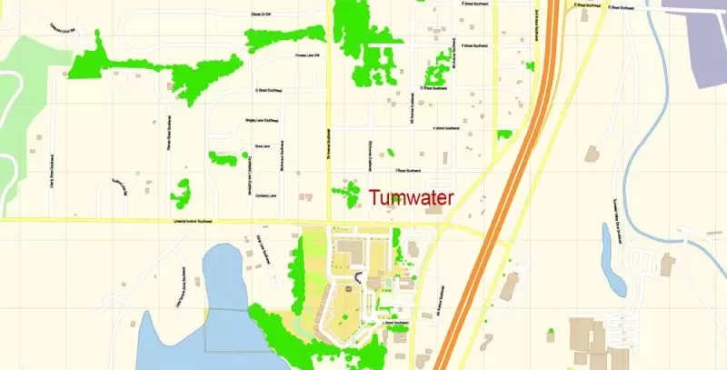 Olympia Washington Map Vector Exact City Plan detailed Street Map editable Adobe Illustrator in layers