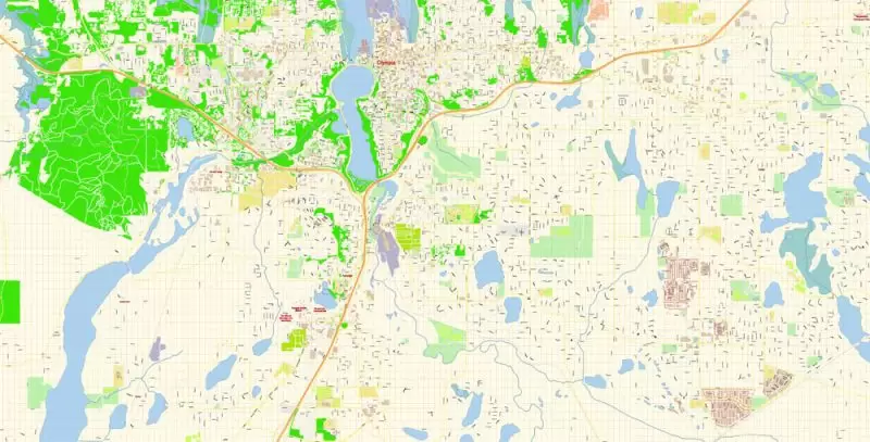 Olympia Washington Map Vector Exact City Plan detailed Street Map editable Adobe Illustrator in layers