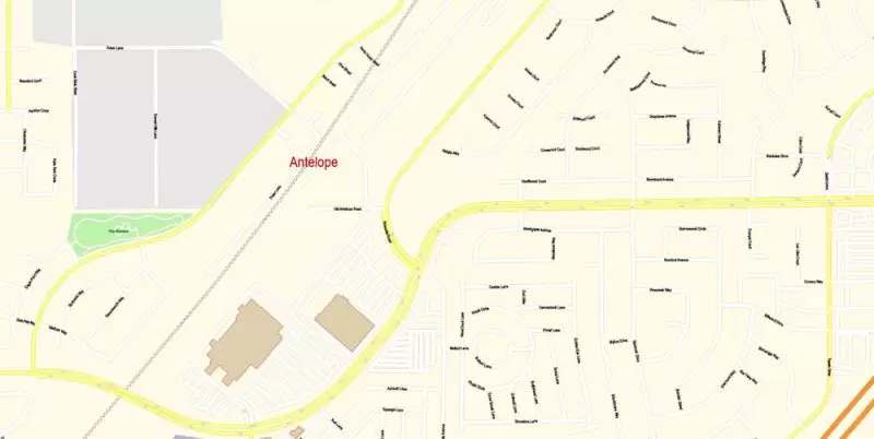 Sacramento California Map Vector Exact City Plan detailed Street Map editable Adobe Illustrator in layers