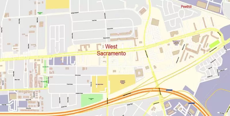 Sacramento California Map Vector Exact City Plan detailed Street Map editable Adobe Illustrator in layers