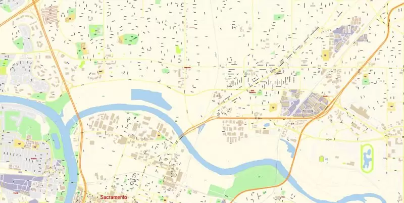 Sacramento California Map Vector Exact City Plan detailed Street Map editable Adobe Illustrator in layers