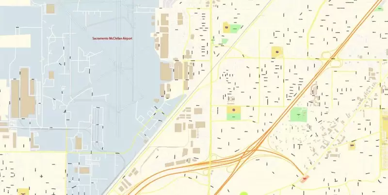 Sacramento California Map Vector Exact City Plan detailed Street Map editable Adobe Illustrator in layers