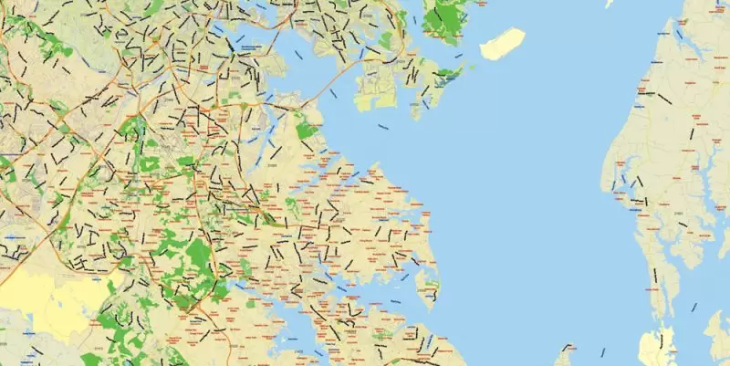 Baltimore Maryland Map Vector Exact City Plan Low detailed Street Map + Zipcodes editable Adobe Illustrator in layers