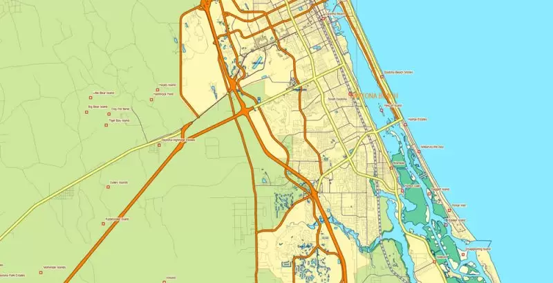 Florida State Vector Map exact extra detailed All Roads, Cities and Counties map editable Layered Adobe Illustrator