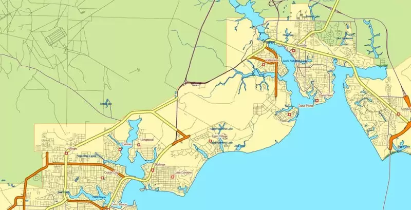 Florida State Vector Map exact extra detailed All Roads, Cities and Counties map editable Layered Adobe Illustrator