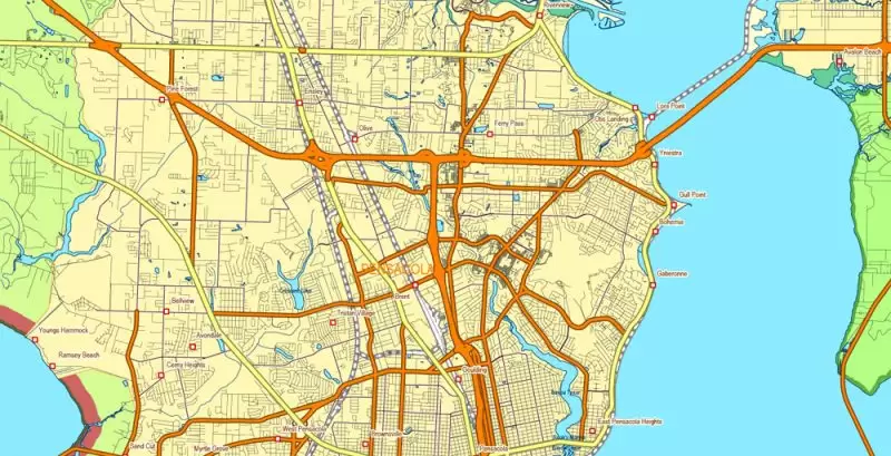 Florida State Vector Map exact extra detailed All Roads, Cities and Counties map editable Layered Adobe Illustrator