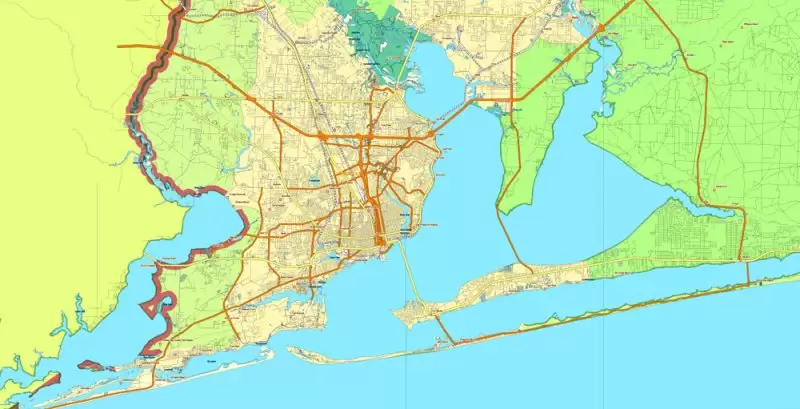Florida State Vector Map exact extra detailed All Roads, Cities and Counties map editable Layered Adobe Illustrator