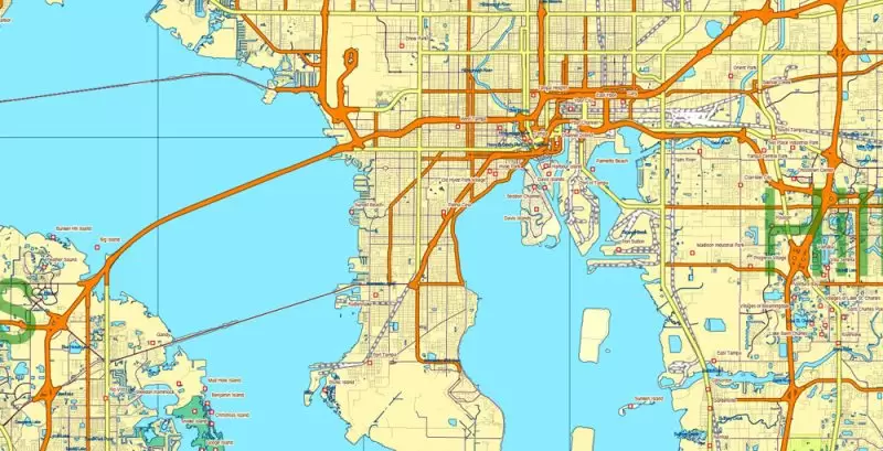 Florida State Vector Map exact extra detailed All Roads, Cities and Counties map editable Layered Adobe Illustrator