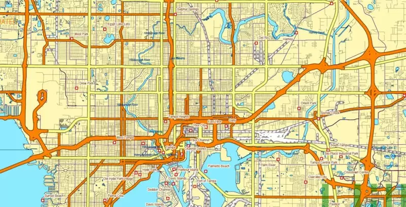 Florida State Vector Map exact extra detailed All Roads, Cities and Counties map editable Layered Adobe Illustrator