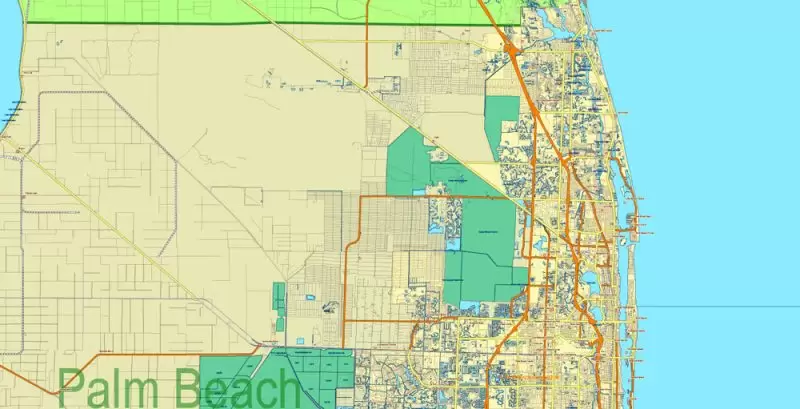 Florida State Vector Map exact extra detailed All Roads, Cities and Counties map editable Layered Adobe Illustrator