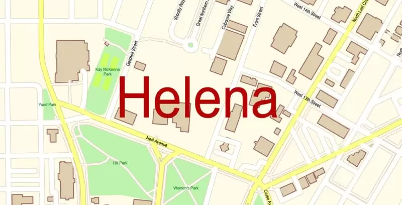 Helena Montana Map Vector Exact City Plan detailed Street Map editable Adobe Illustrator in layers