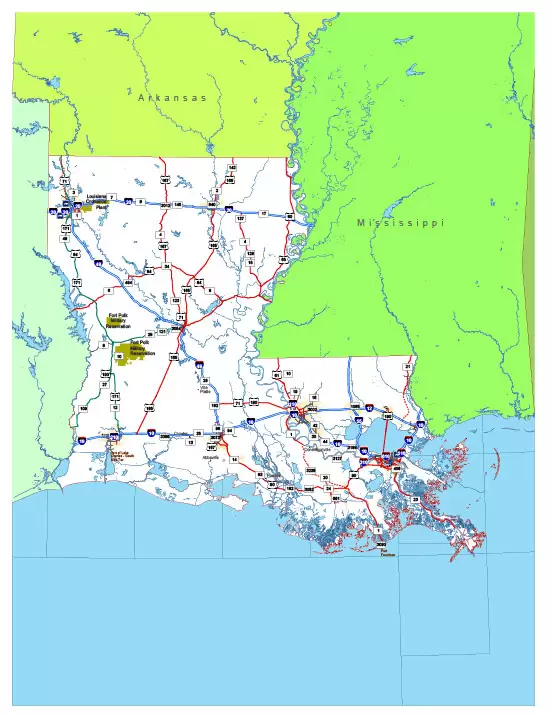 Free vector map State Louisiana US Adobe Illustrator and PDF download