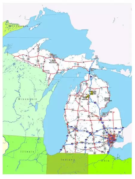 Free vector map State Michigan US Adobe Illustrator and PDF download