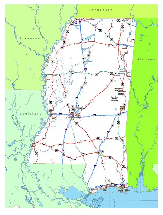 Free vector map State Mississippi US Adobe Illustrator and PDF download