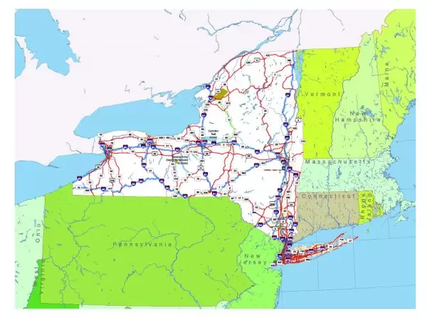 Free vector map State New York US Adobe Illustrator and PDF download