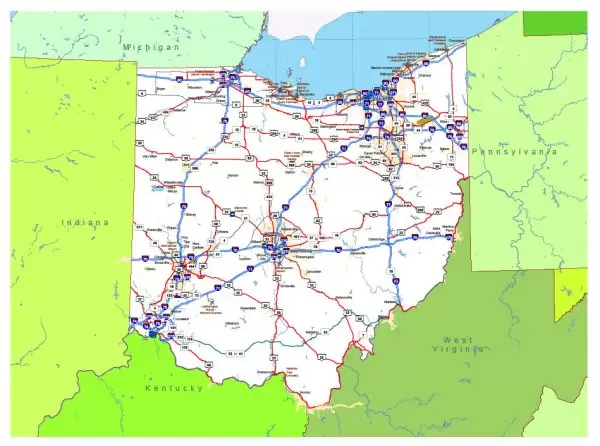 Free vector map State Ohio US Adobe Illustrator and PDF download