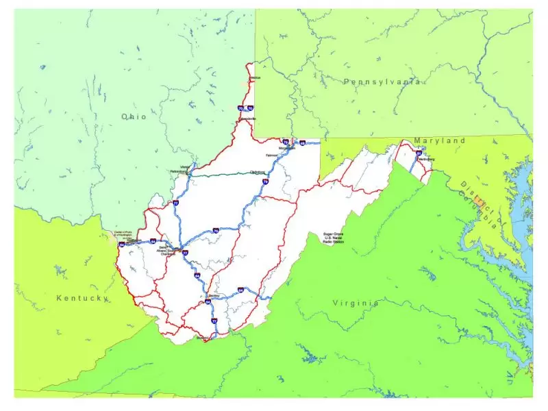 Free vector map State West Virginia US Adobe Illustrator and PDF download