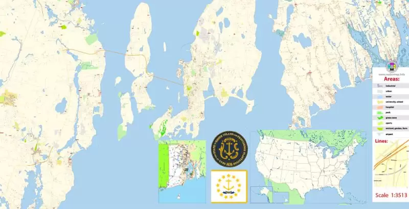 Newport Rhode Island Map Vector Exact City Plan detailed Street Map editable Adobe Illustrator in layers