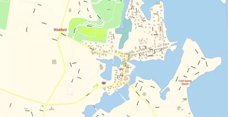 Newport Rhode Island Map Vector Exact City Plan detailed Street Map editable Adobe Illustrator in layers