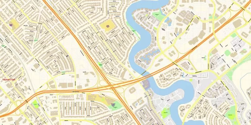 San Francisco + Oakland California Map Vector Exact City Plan extra detailed Street Map editable Adobe Illustrator in layers
