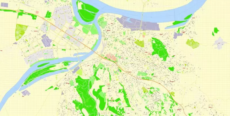 Belgrade Serbia Map Vector Grande Exact City Plan detailed Street Map editable Adobe Illustrator in layers