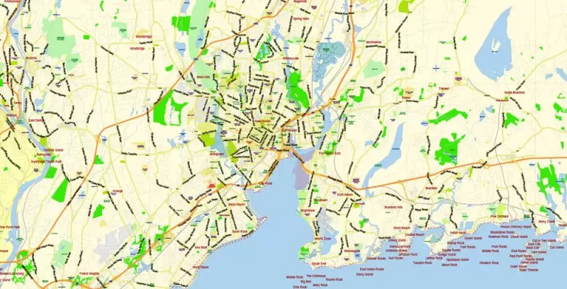Connecticut State Map Vector Exact Plan detailed Road Admin Map editable Adobe Illustrator in layers