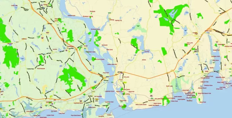 Connecticut State Map Vector Exact Plan detailed Road Admin Map editable Adobe Illustrator in layers