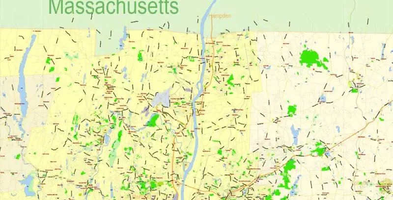 Connecticut State Map Vector Exact Plan detailed Road Admin Map editable Adobe Illustrator in layers