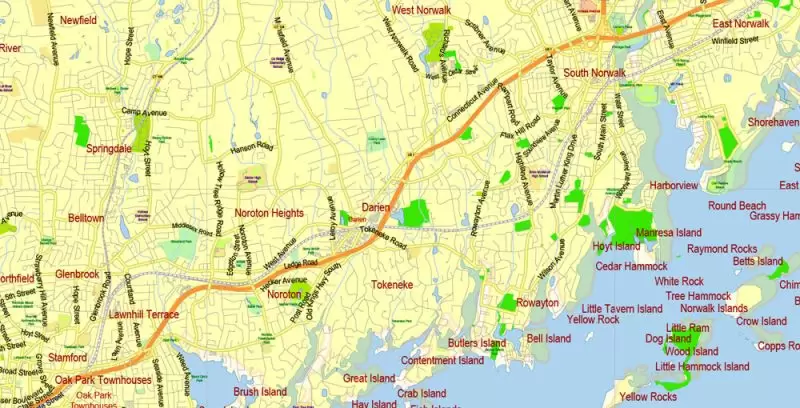Connecticut State Map Vector Exact Plan detailed Road Admin Map editable Adobe Illustrator in layers