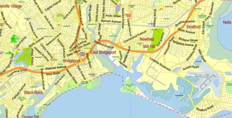 Connecticut State Map Vector Exact Plan detailed Road Admin Map editable Adobe Illustrator in layers
