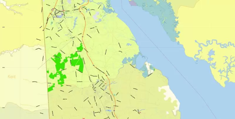Delaware State Map Vector Exact Plan detailed Road Admin Map editable Adobe Illustrator in layers