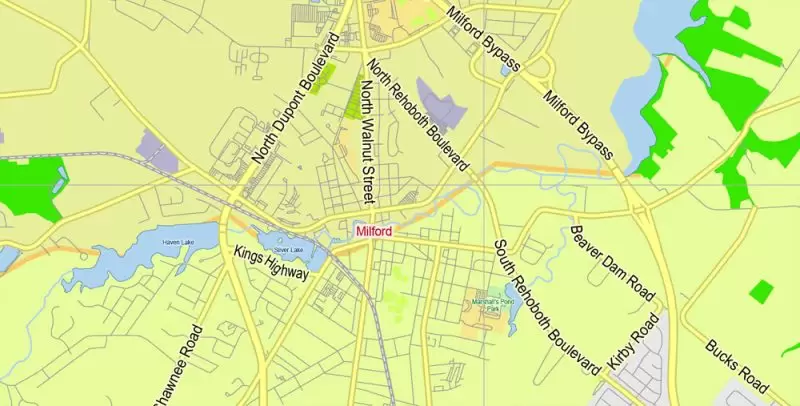 Delaware State Map Vector Exact Plan detailed Road Admin Map editable Adobe Illustrator in layers